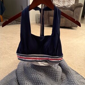 2/$10 NWT Lands’ End Women’s XS Navy Blue Halter Bikini Top with Striped Band
